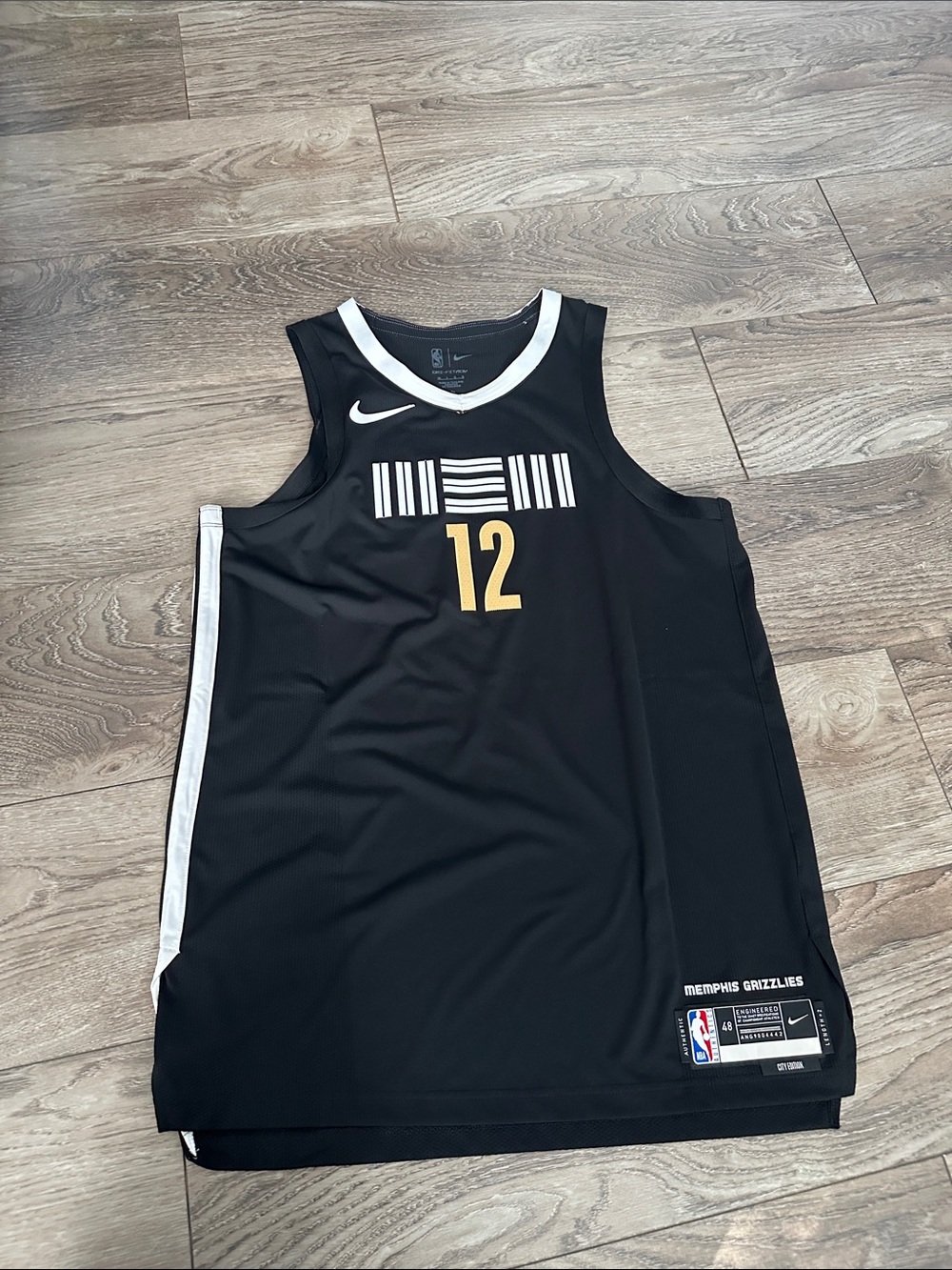 Nike Black and Gold Memphis Grizzlies #12 Ja Morant jersey